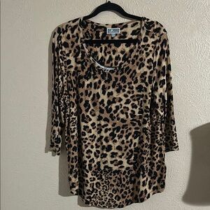 JM Collection Tan and Brown Relaxed Tunic Top